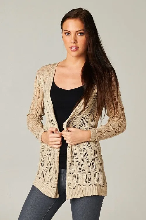 Long Sleeve Open Knit Delicate Cardigan